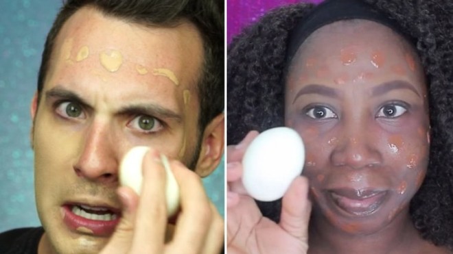 Weird Instagram makeup trends, hard boiled egg makeup